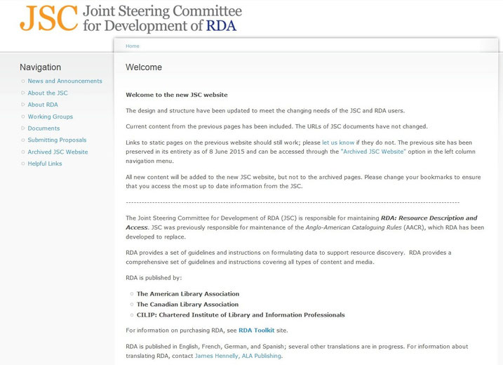 Einstiegsseite der modernisierten Website des JSC