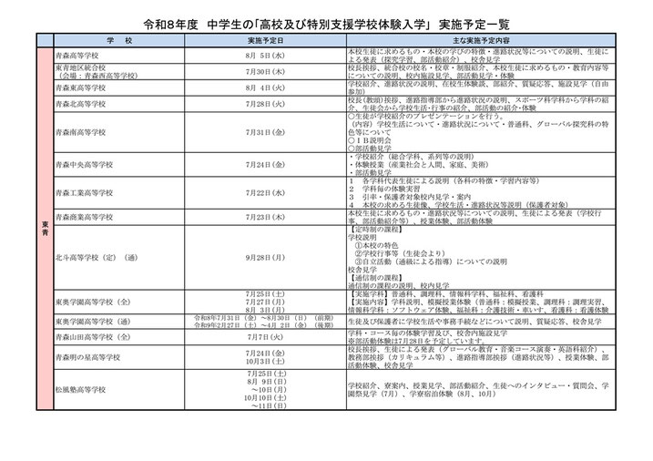 高校体験入学予定,学校説明会,校舎見学,施設見学,部活動見学,学校紹介