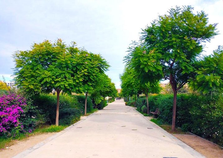 El Jardín tiene dos espacios de juegos infantiles, aparatos par hacer gimnasia para mantenerse en forma y también un espacio de socialización de perros de 550 metros cuadrados. 