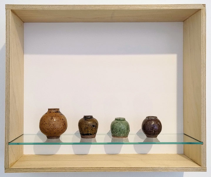 by Yuta Segawa, Miniature pots with cabin #1, Porcelain or stoneware-original glaze, H.4 x Dia.4 cm to H.6 x Dia.6cm/ Price:€ 250