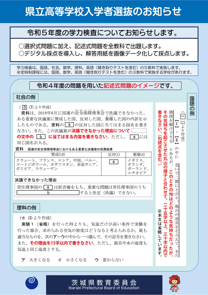 茨城県立高校入試,入試日程,入試制度,共通選抜,特色選抜,学力検査