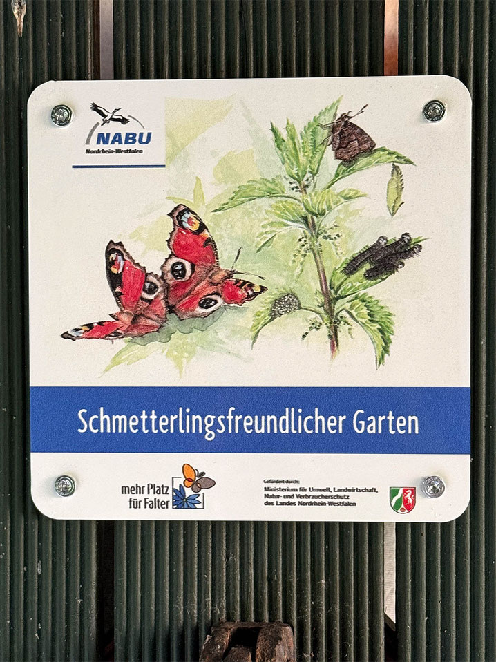 Schmetterlingsfreundlicher Garten - Schild NABU