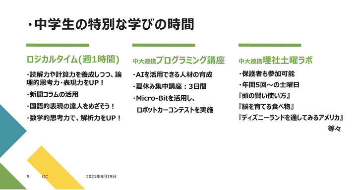 仙台白百合学園,中学生の特別な学びの時間