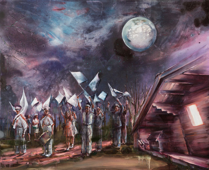 "pink moon" 90 x 110 cm, oil on linen, 2015