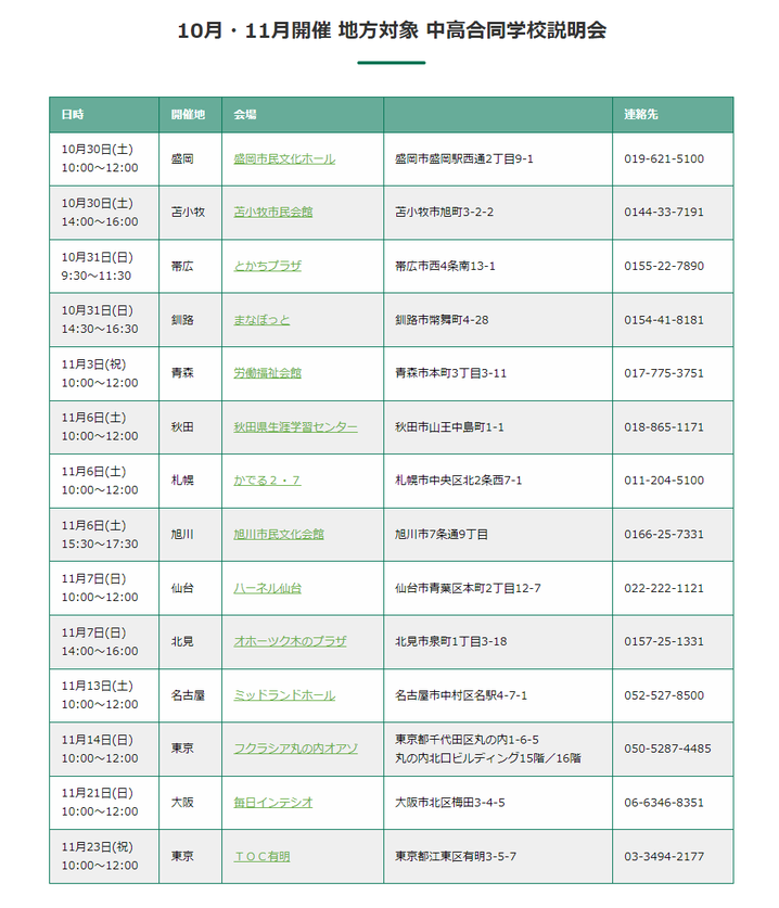 函館ラ・サール学園,学校説明会