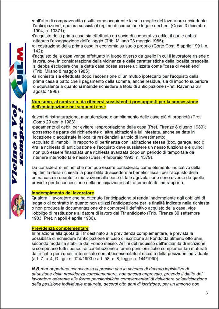 ANTICIPAZIONE TFR / LIQUIDAZIONE - Uilm Provincia di Cuneo