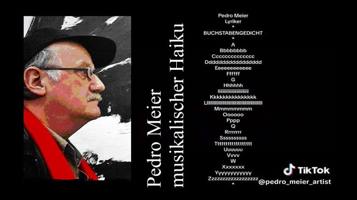 Pedro Meier Lyriker BUCHSTABENGEDICHT Musikalischer Haiku Experimentelle Lyrik, Klanggedicht, Avantgarde, DADA FLUXUS Saiteninstrument Mandoline, Banjo, Balalaika Literaturfestival 2024 – Melodie & Komposition von Pedro Meier Artist & Writer Niederbipp