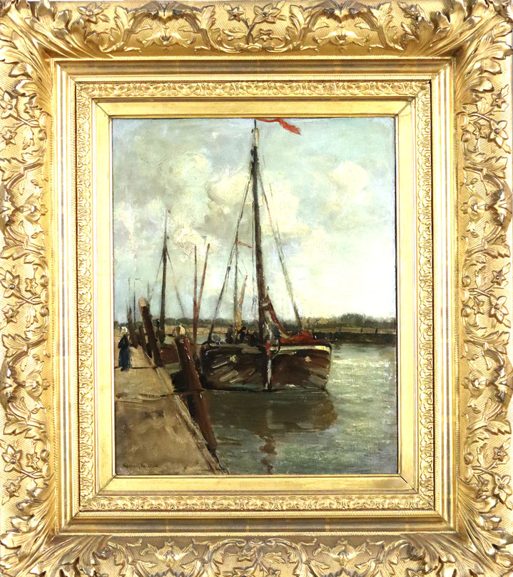 te_koop_aangeboden_een_haven_schilderij_van_de_nederlandse_kunstschilder_gerardus_johannes_koekkoek_1871-1956