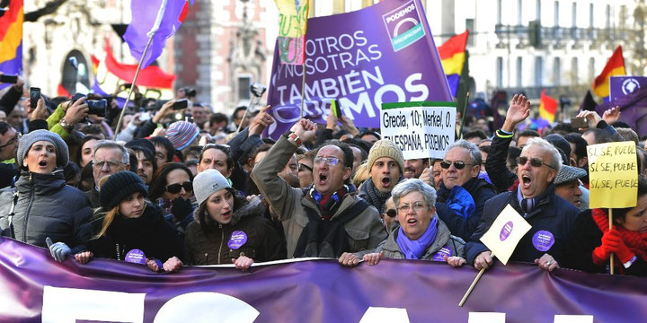 Sociale protester på gaden i Madrid