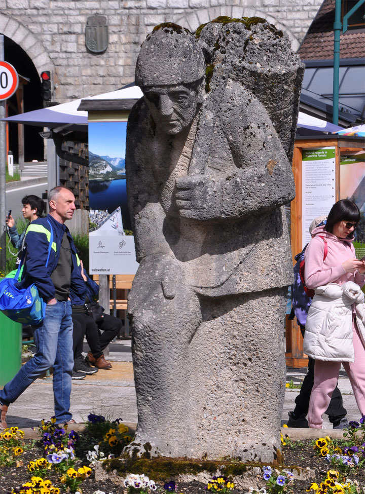 Kremsmünsterer Konglomerat, weiße Nagelfluh, Quartär, Schotter, Skulptur, Födisch, Hallstatt, Welterbe,