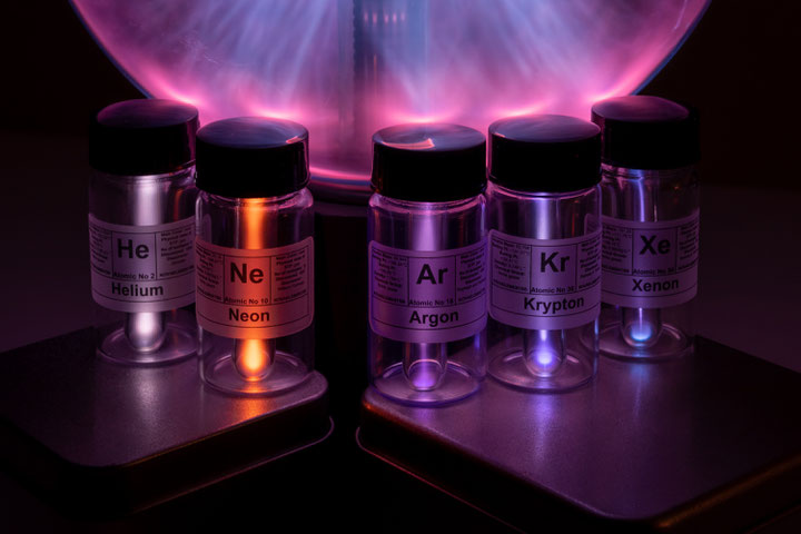rarefied noble gases set, rarefied gases, rarefied helium ampoule, rarefied neon ampoule, rarefied argon ampoule, rarefied krypton ampoule, rarefied xenon ampoule