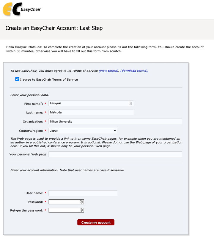 Figure 4. Create an account