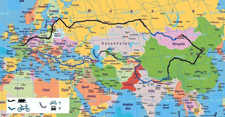 Voici le nouvel itineraire, pour faire sans le visa iranien..