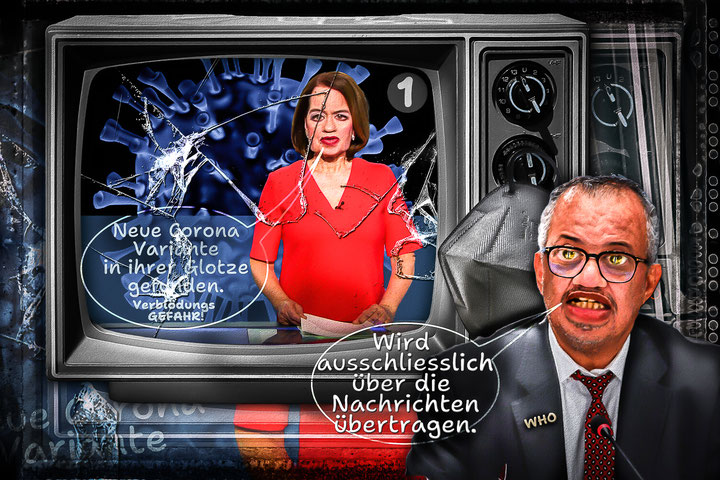 ARD, ZDF, Nachrichten, Corona, Variante, WHO, Lüge, Propaganda, Panik, Politik, Satire, Satiricon