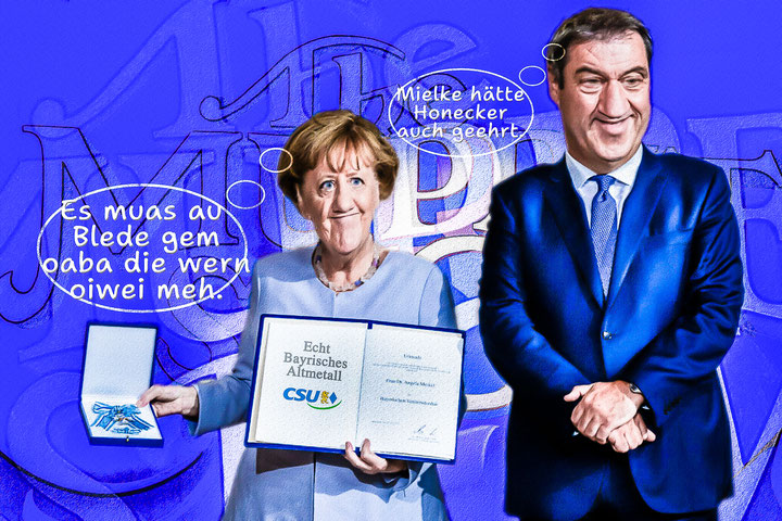 Angela Merkel, Markus Söder, Orden, Bayern, CSU, CDU,  Politik, Satire, Satiricon 