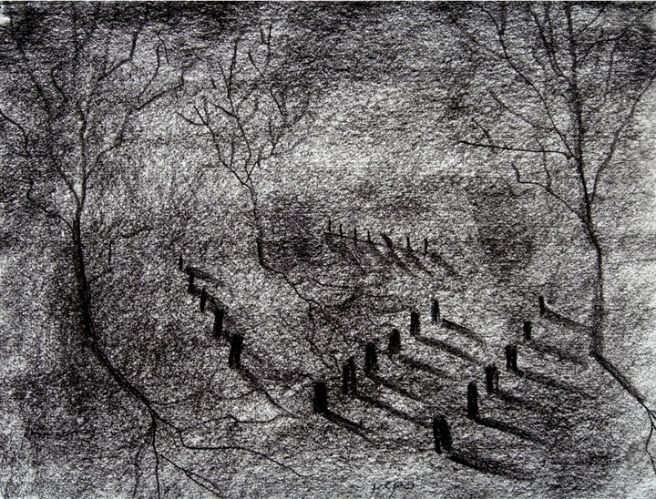 Cementerio 2, 2006 carboncillo 35X28 cm