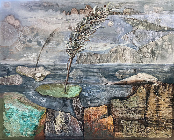 "Lebensfluss" Eitempera, Erdpigmente/Leinen (110x90) 2024