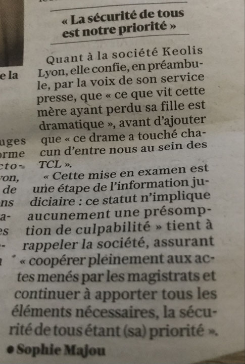 Article du 6 février 2024 de Sophie Majou Lyon Le Progrès