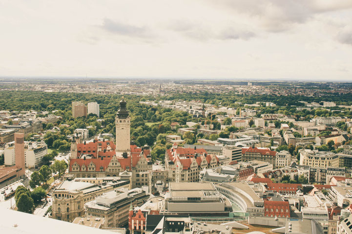 Leipzig Germany ofpenguinsandelephants of penguins and elephants City Hochhaus Panorama tower view church