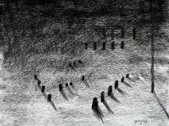 Cementerio 4, 2006 carboncillo 35X28 cm