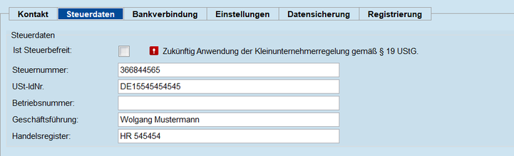 Eigene Steuerdaten