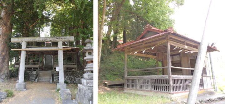 岩上神社(児玉町太駄)の鳥居と神楽殿