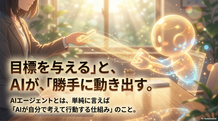 目標だけを与えると、AIが自動で作業を進めます。