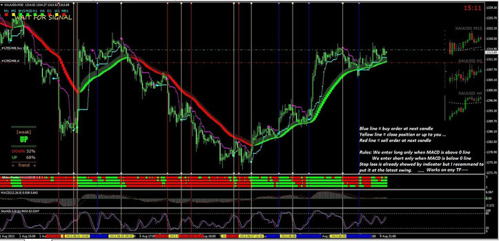 Ribbon Trader, MACD and Stochastic  Trading System: Template and Indicators