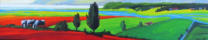 Paisible-12x60 huile sur toile série, contemporaine
