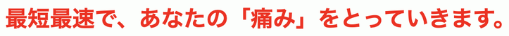 最速最短で、あなたの「痛み」をとっていきます。