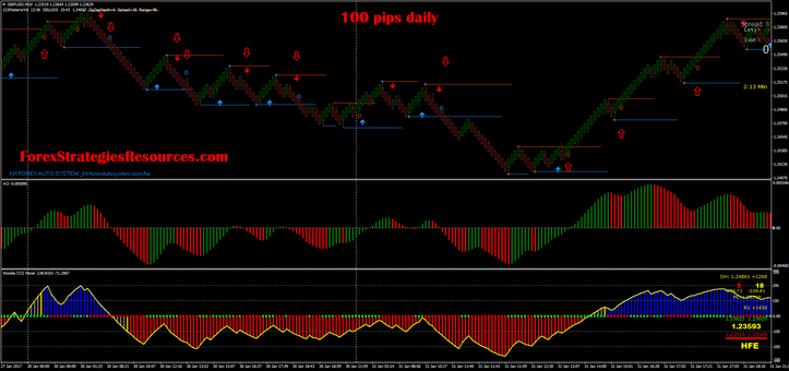 100 pips daily with renko chart and Awesome