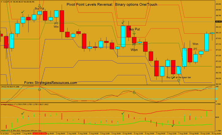 Pivot Point Levels Reversal:  Binary options One/Touch 