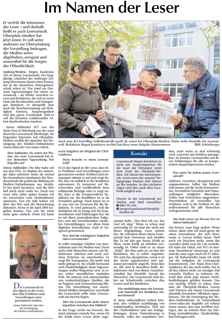 DER NEUE TAG, 22. April 2017