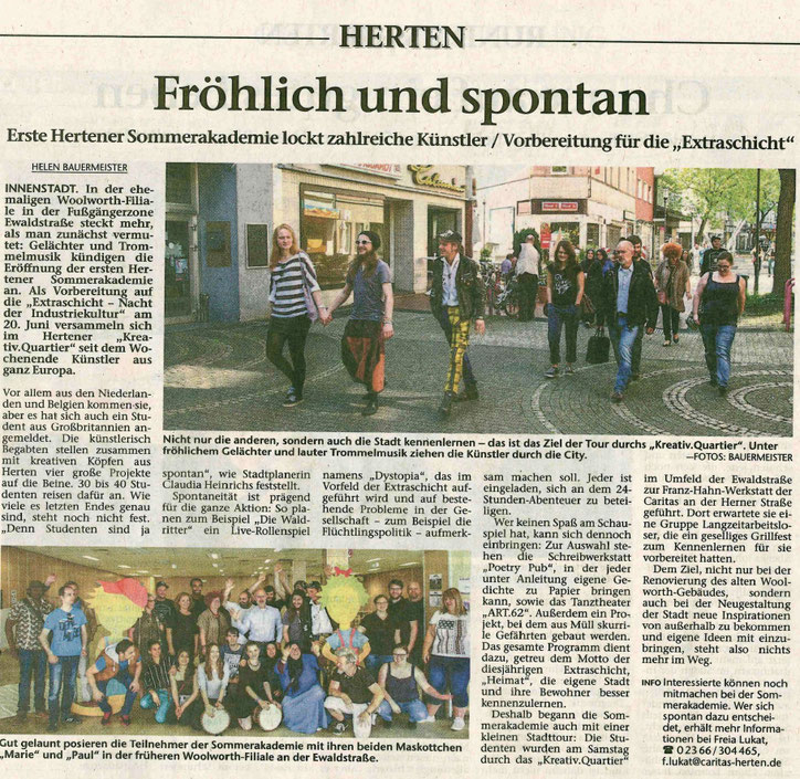 Sommerakademie trifft FHW - Quelle: Hertener Allgemeine vom 08.06.15