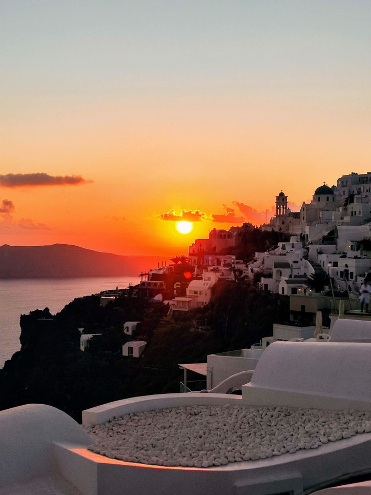 Le coucher de soleil (vu du resto Aegean à Imerovigli)