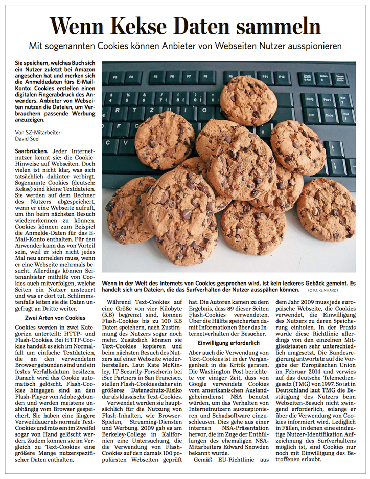 saarclean, Pressebericht Cookies, Wenn Kekse Daten sammeln
