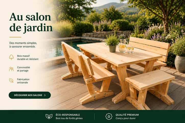 Table "relax" + 4 bancs 680€ l'ensemble