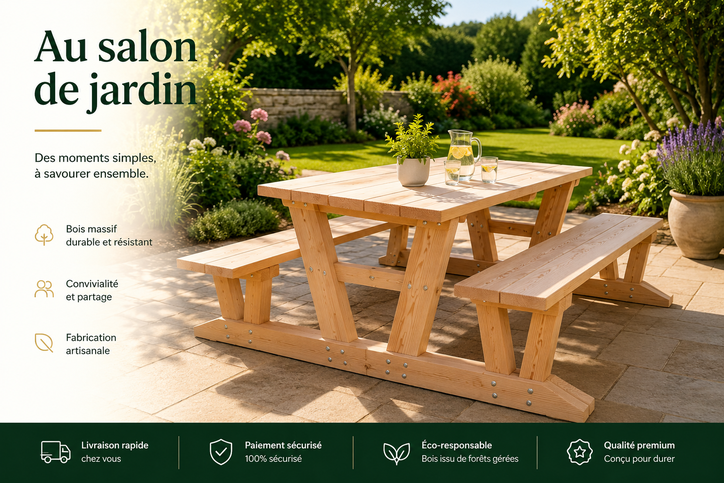 Table "Relax" avec bancs attachés 480€ l'ensemble