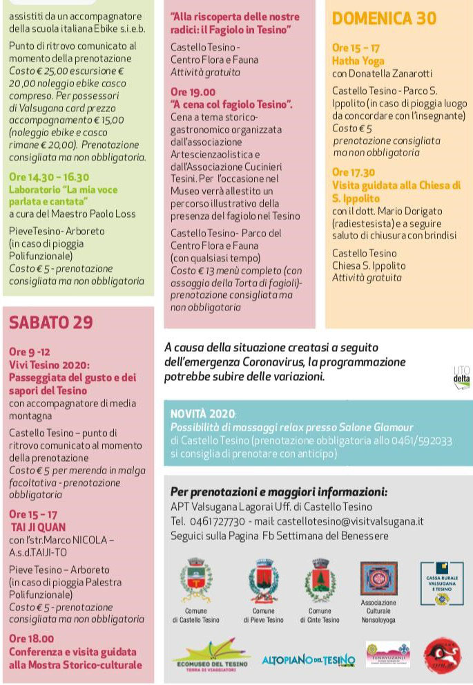 I 10 giorni del Benessere 2020, provincia di Trento, da Venerdì 28 Agosto a Domenica 30 Agosto