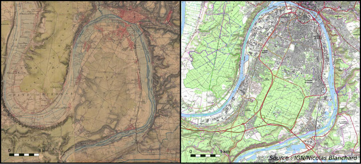 Fig 2. Les forêts de la Londe et du Rouvray apparaissent sur la carte d’Etat major réalisée vers (1818-1866)