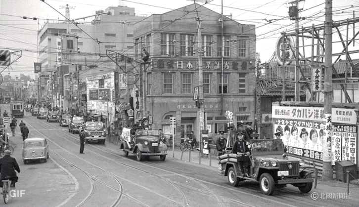 1958（昭和33）年3月14日、金沢市香林坊交差点