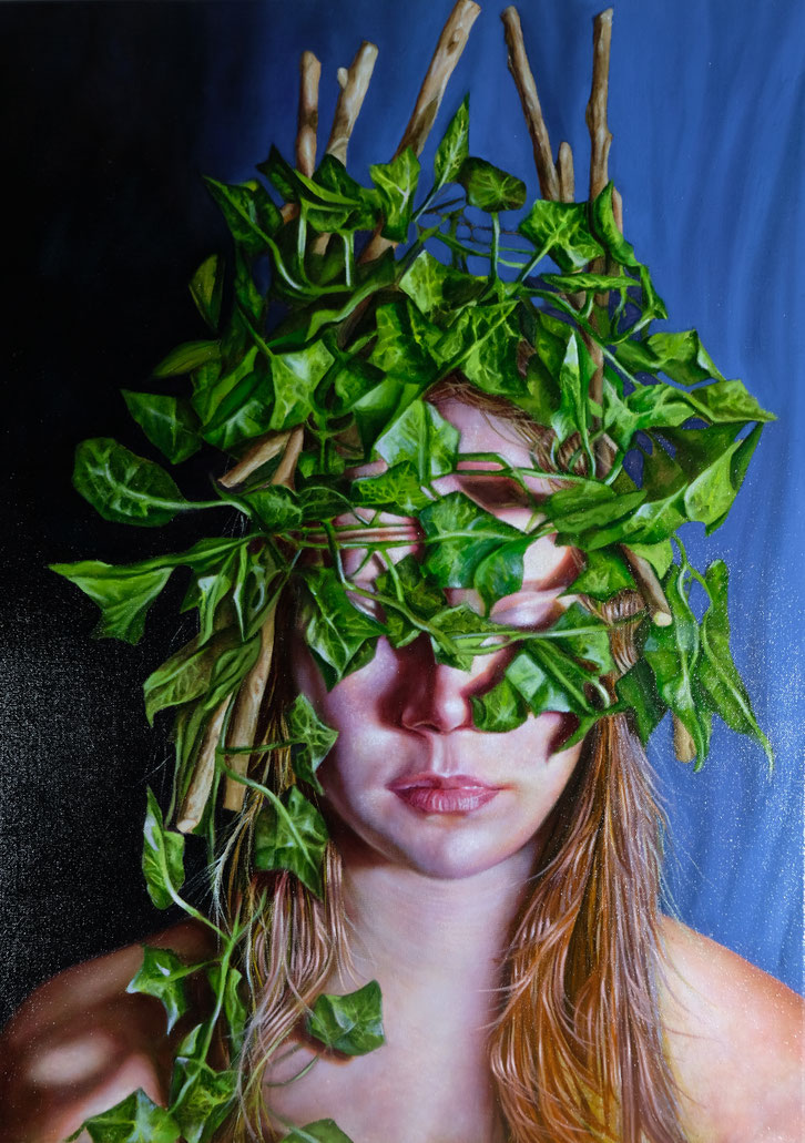 pittura ad olio arte contemporanea, Paolo Braccini, Fairy, pittura contemporanea, olio su tela Roma, simbiosi
