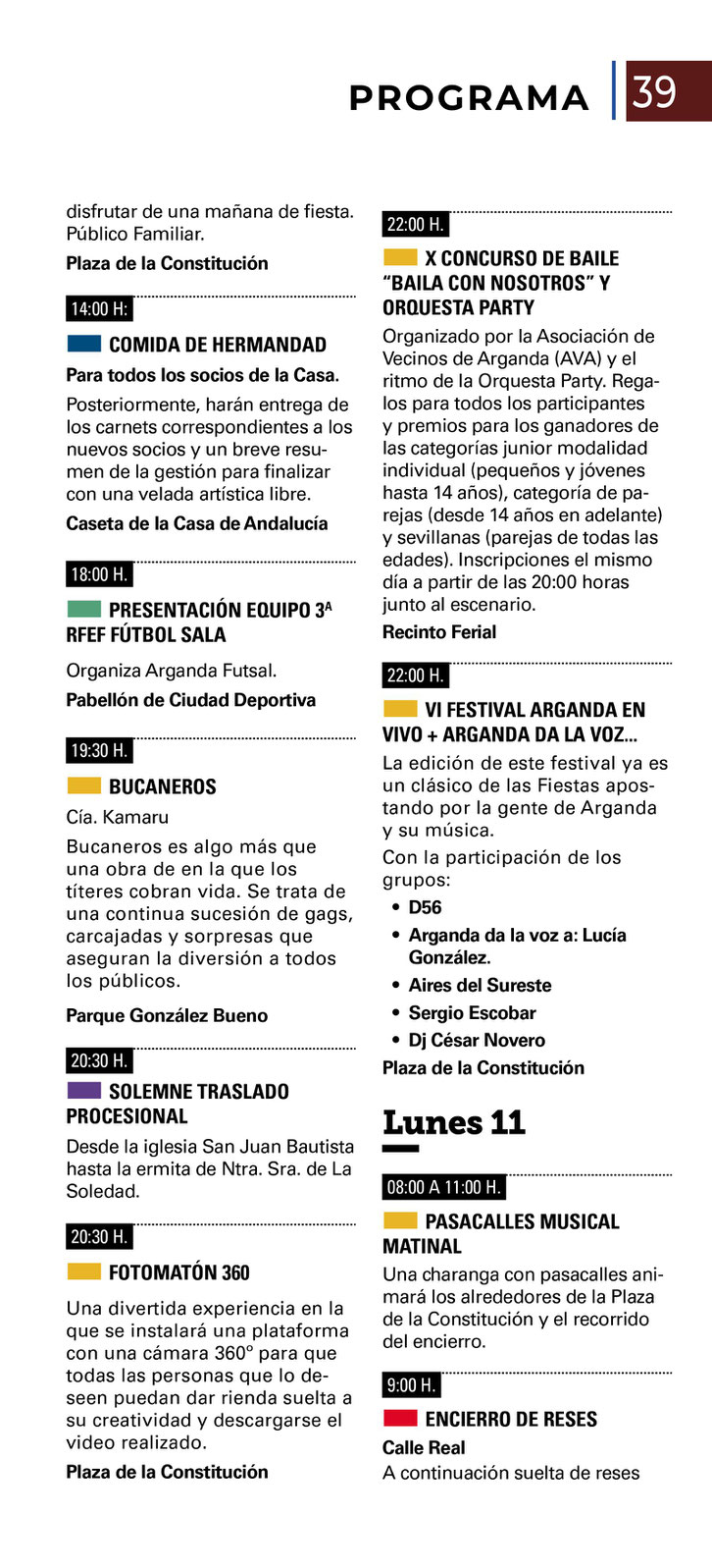 Programa cuando son encierros conciertos feria atracciones