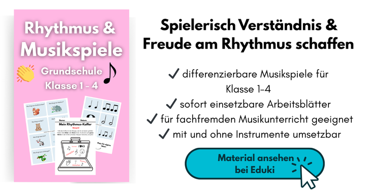 Rhythmus- und Musikspiele Grundschule drei Arbeitsblätter