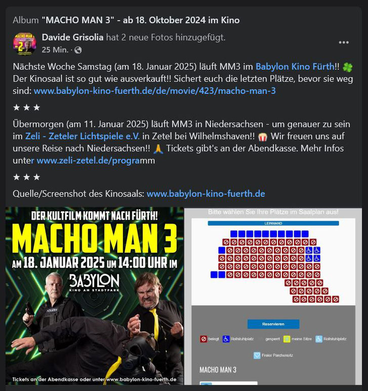Facebook-Beitrag von Davide Grisolia (9. Januar 2025)