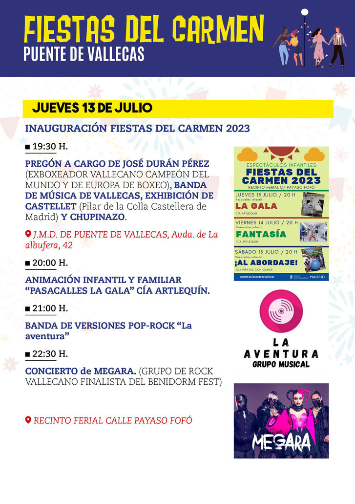 Programa de las Fiestas del Carmen en Puente de Vallecas
