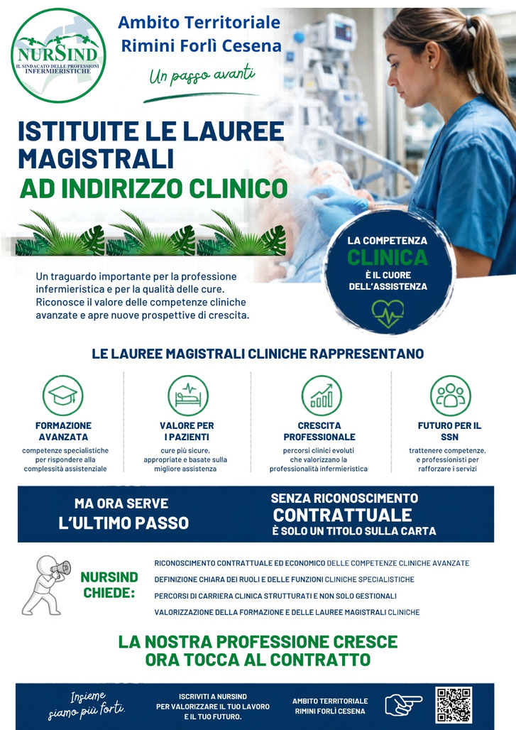 NurSind Romagna: istituite le lauree magistrali ad indirizzo clinico