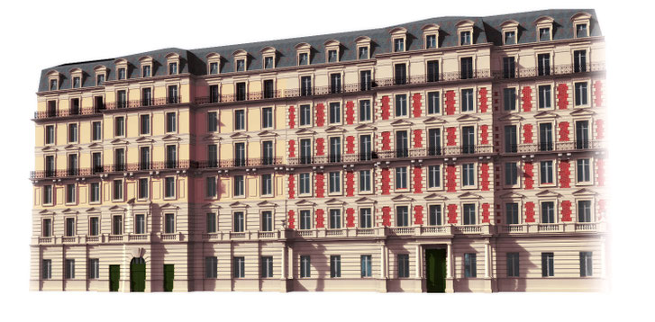 Étude architecturale 3D d’un bâtiment haussmannien, réalisée avec D5 Render par O Cœur des Plans
