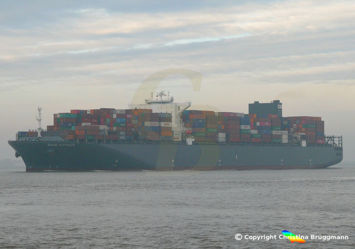 Containerschiff Rome Express, ex MSC Filomena, mit nachgerüsteten Srubber