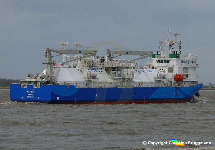 LNG Bunkerschiff KAIROS zur Betankung in Brunsbüttel